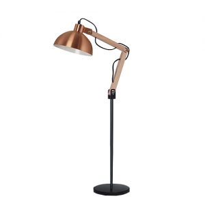 _LAMPARA DE PIE DABOR ARLON-P Madera-Chapa, E27, Cobre