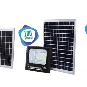 PROY. LED SOLAR ATOMLUX, 180W c/ control remoto, bet litio