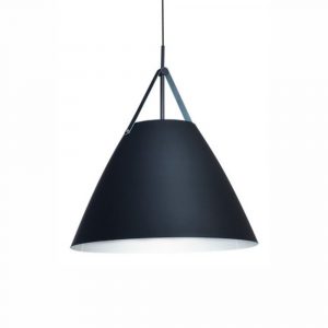 COLGANTE DABOR HAIFA-L, 1 luz, metalico Ngo  Ø 48cm c/cuero