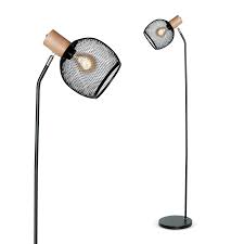 LAMPARA PIE DABOR OSAKA-P, madera y c/cabezal Rejilla Negro