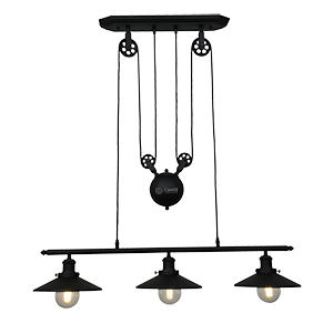 COLGANTE RETRO CANDIL DEPOT, 3 Luces E27 Negro Tex.